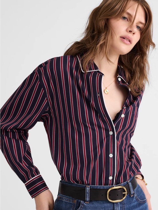Madewell Tops - NWT Madewell Long Button-Up Shirt in Stripe Poplin Small
